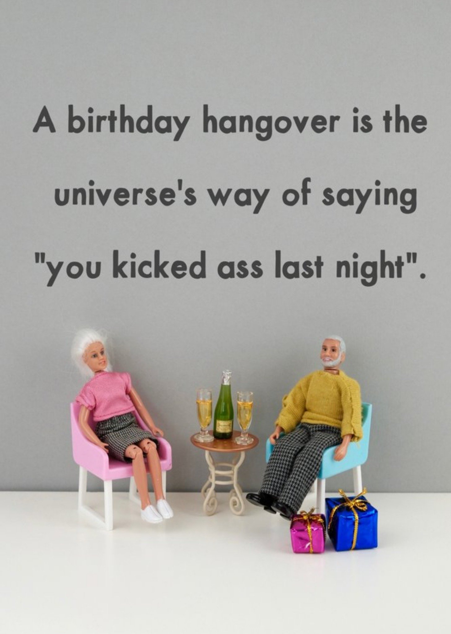 Bold And Bright Funny Dolls Birthday Hangover Card, Large