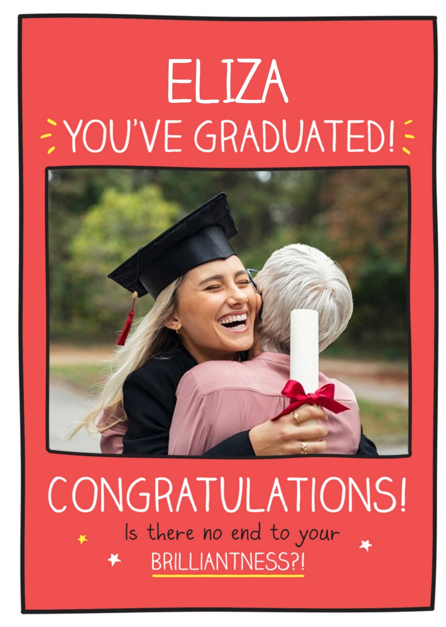 White Typography On A Red Background You Have Graduated Photo Upload Card Ecard