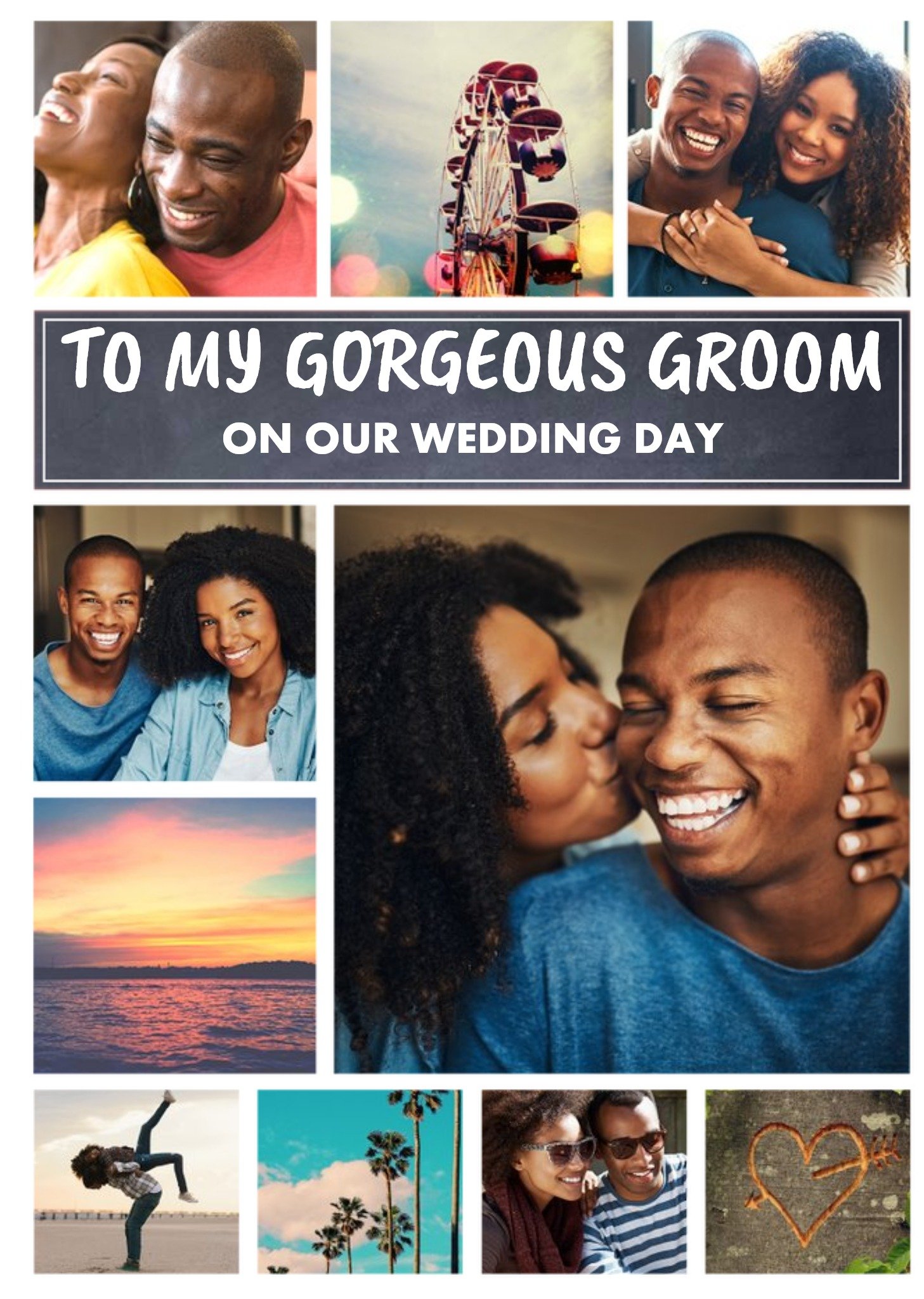 Modern Photo Upload Wedding Card - To My Gorgeous Groom - On Our Wedding Day