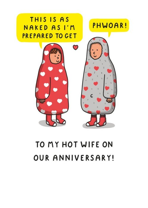 Illustration Of A Couple Wearing Oodies Humorous Anniversary Card
