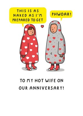 Illustration Of A Couple Wearing Oodies Humorous Anniversary Card