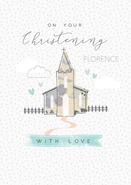 Illustrated Church Customisable Christening Card