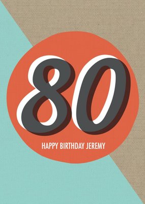 Personalised Text 80Th Happy Birthday Card