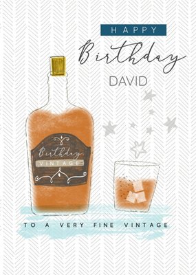 Illustrated Fine Vintage of Whiskey Birthday Card