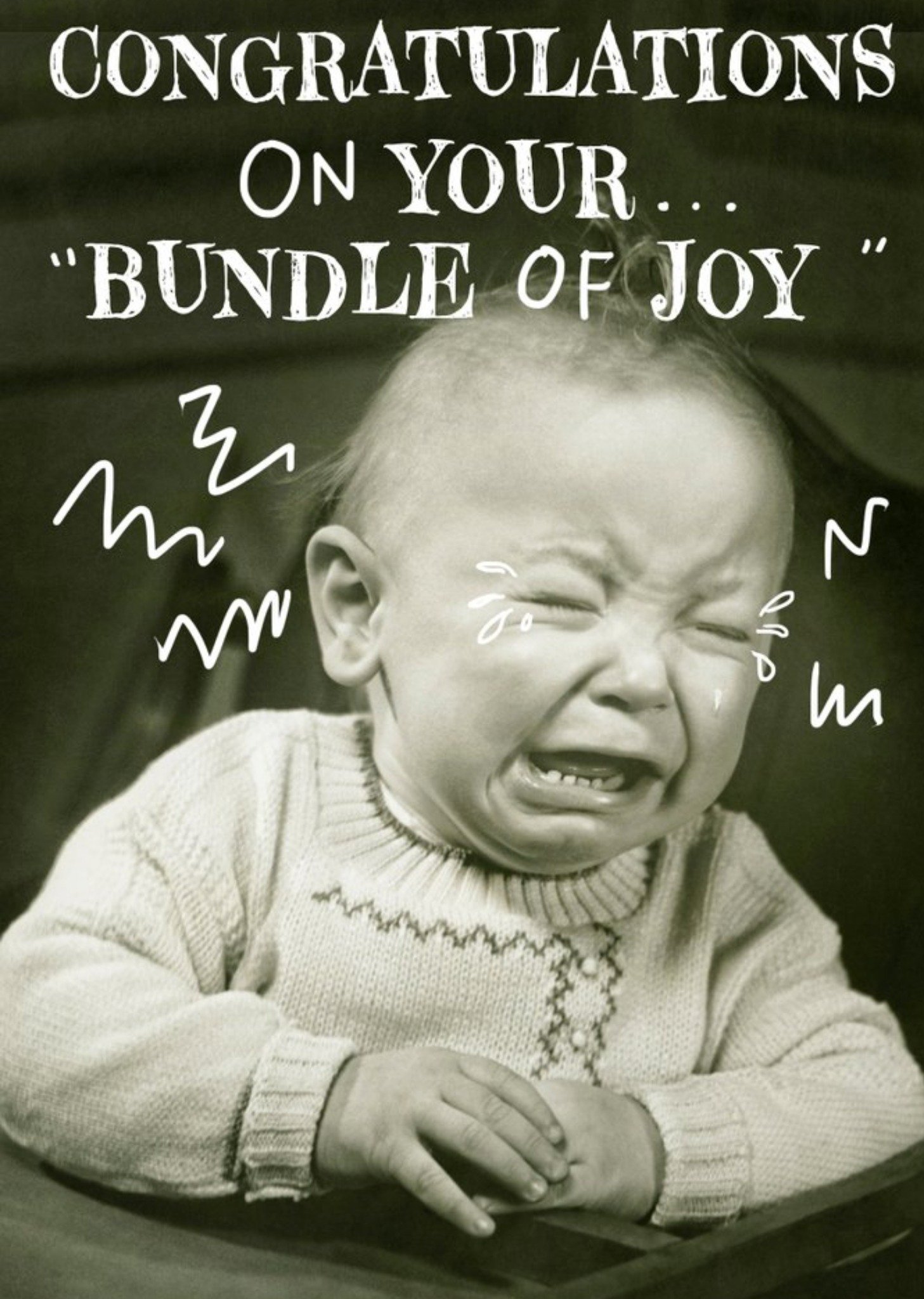 Moonpig Bundle Of Joy Vintage Crying Baby Card, Large