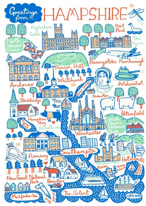 Illustrated Greetings From Glasgow Map Card
