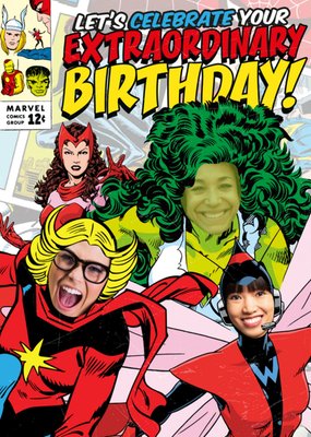 Marvel Let's Celebrate Your Extraordinary Birthday! Face Upload Card
