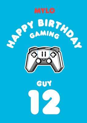 Illustration Of A Game Controller With Bold Typography Twelfth Birthday Card
