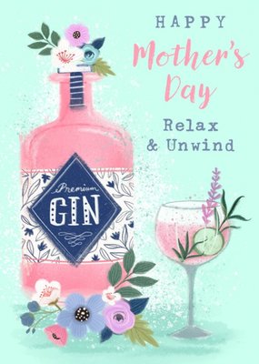 Relax And Unwind Gin Illustrated Mother's Day Card