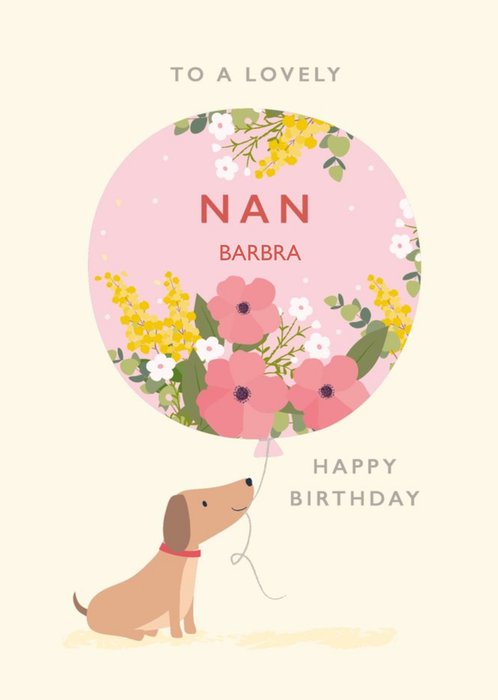 Klara Hawkins Cute Sausage Dog Lovely Nan Birthday Card