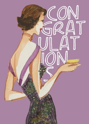 V And A Vintage Fashion Illustration Glamorous Congratulations Card