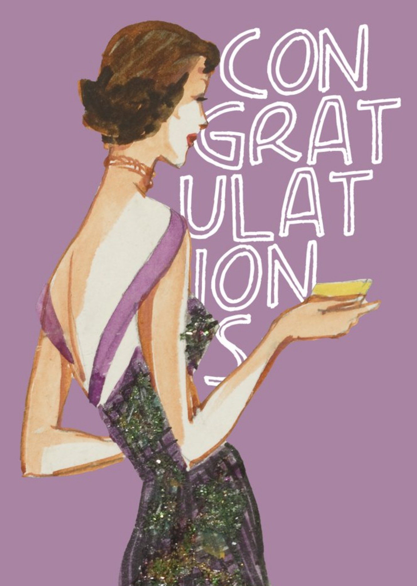 The V&a V And A Vintage Fashion Illustration Glamorous Congratulations Card Ecard