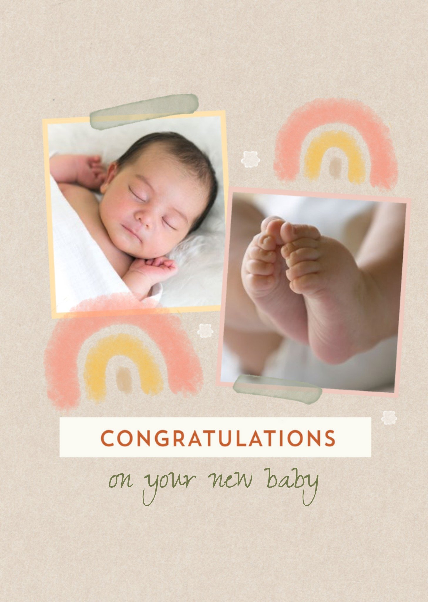 Watercolour Rainbows New Baby Photo Upload Card Ecard