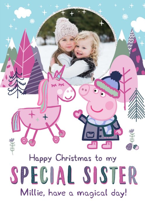 Peppa Pig Sister At Christmas Photo Upload Card