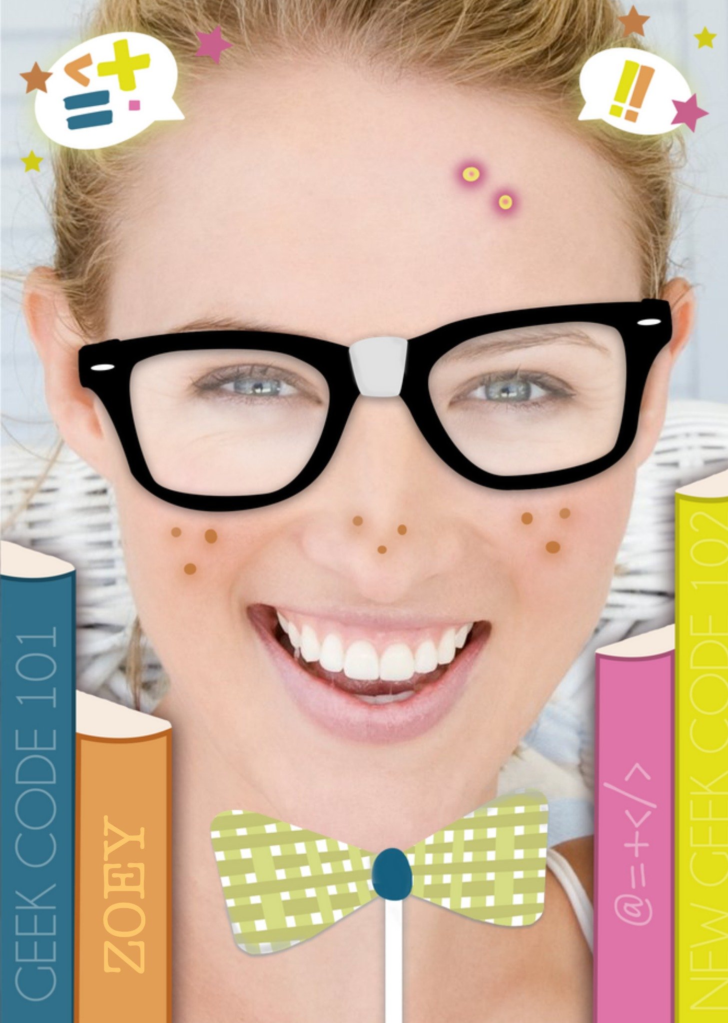 Bookworm Face Upload Card Ecard