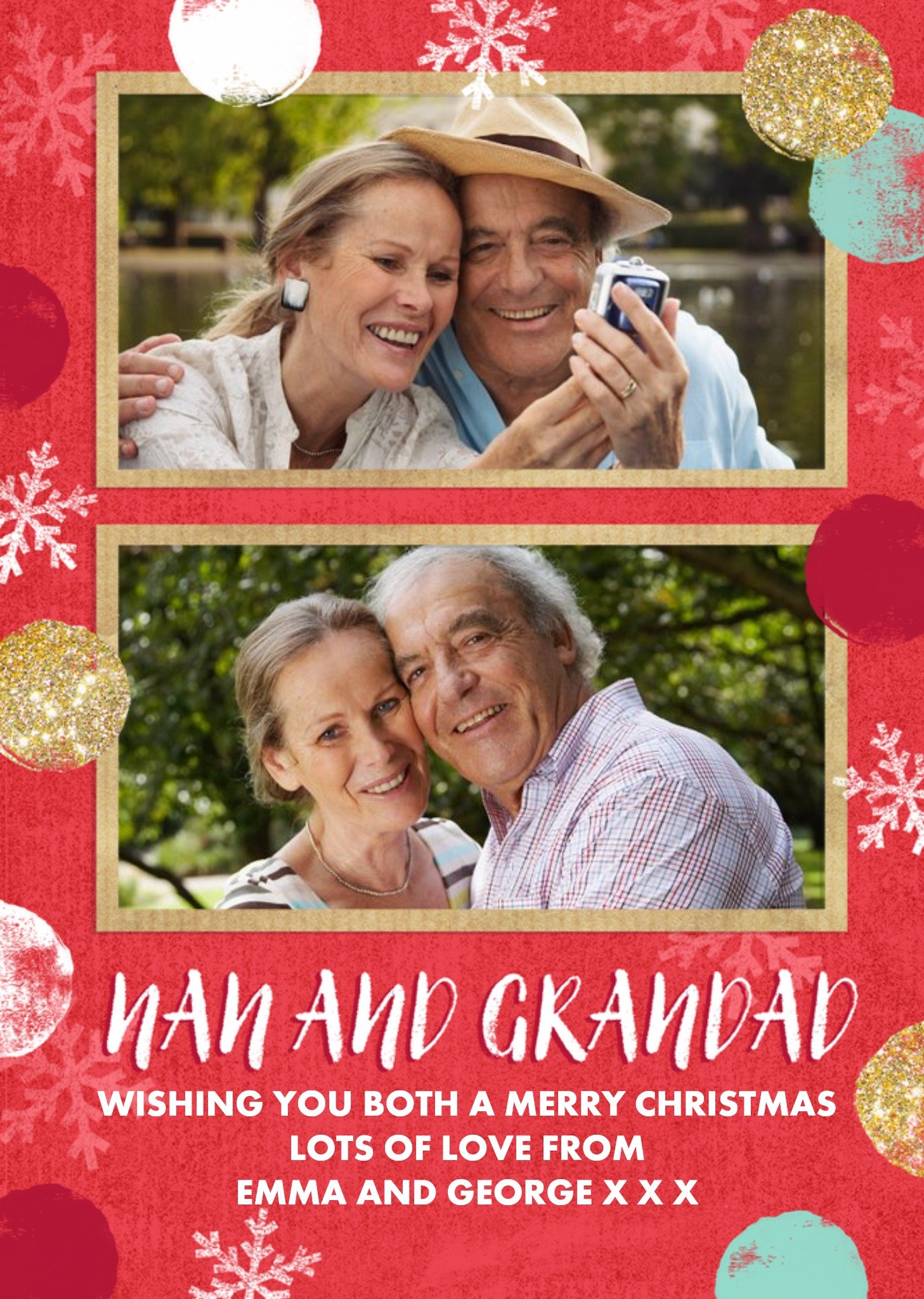 Moonpig Wrapped Up Photo Upload Christmas Card Nan And Grandad Wishing You A Merry Christmas Ecard