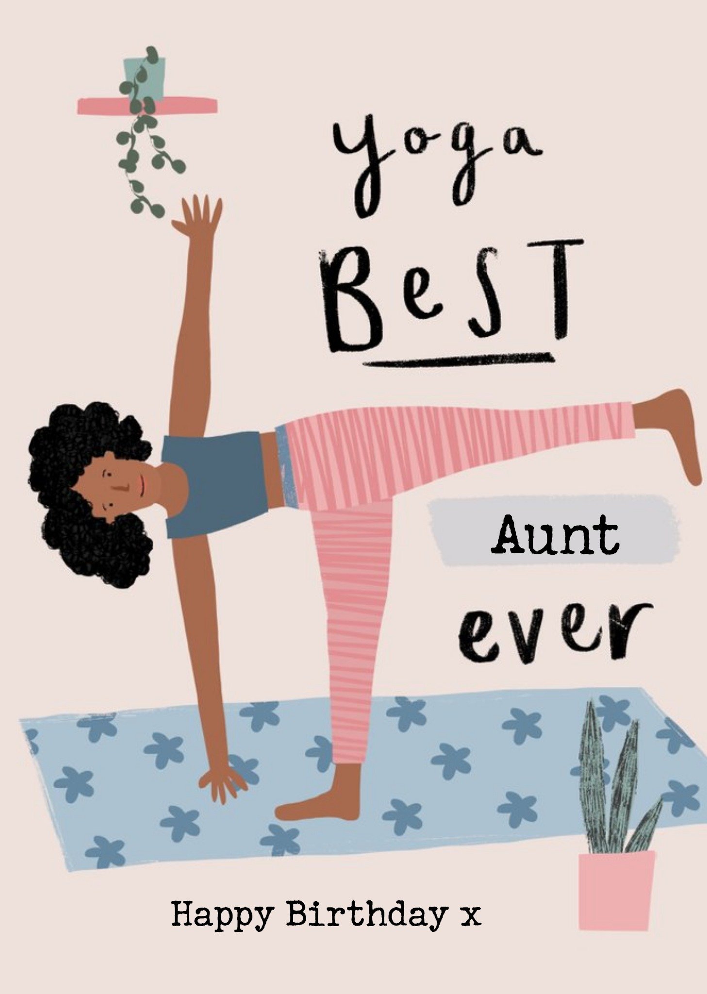 Moonpig Illustrated Yoga Best Aunt Ever Happy Birthday Card Ecard