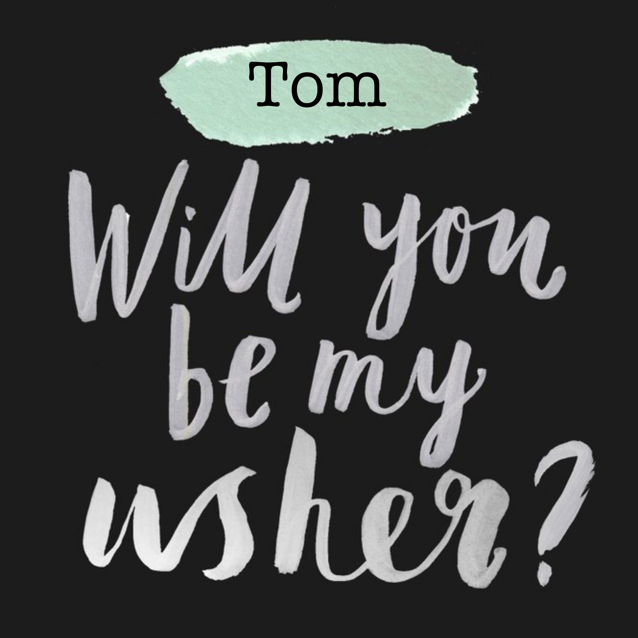 Black Mint And Grey Personalised Will You Be My Usher Card, Square