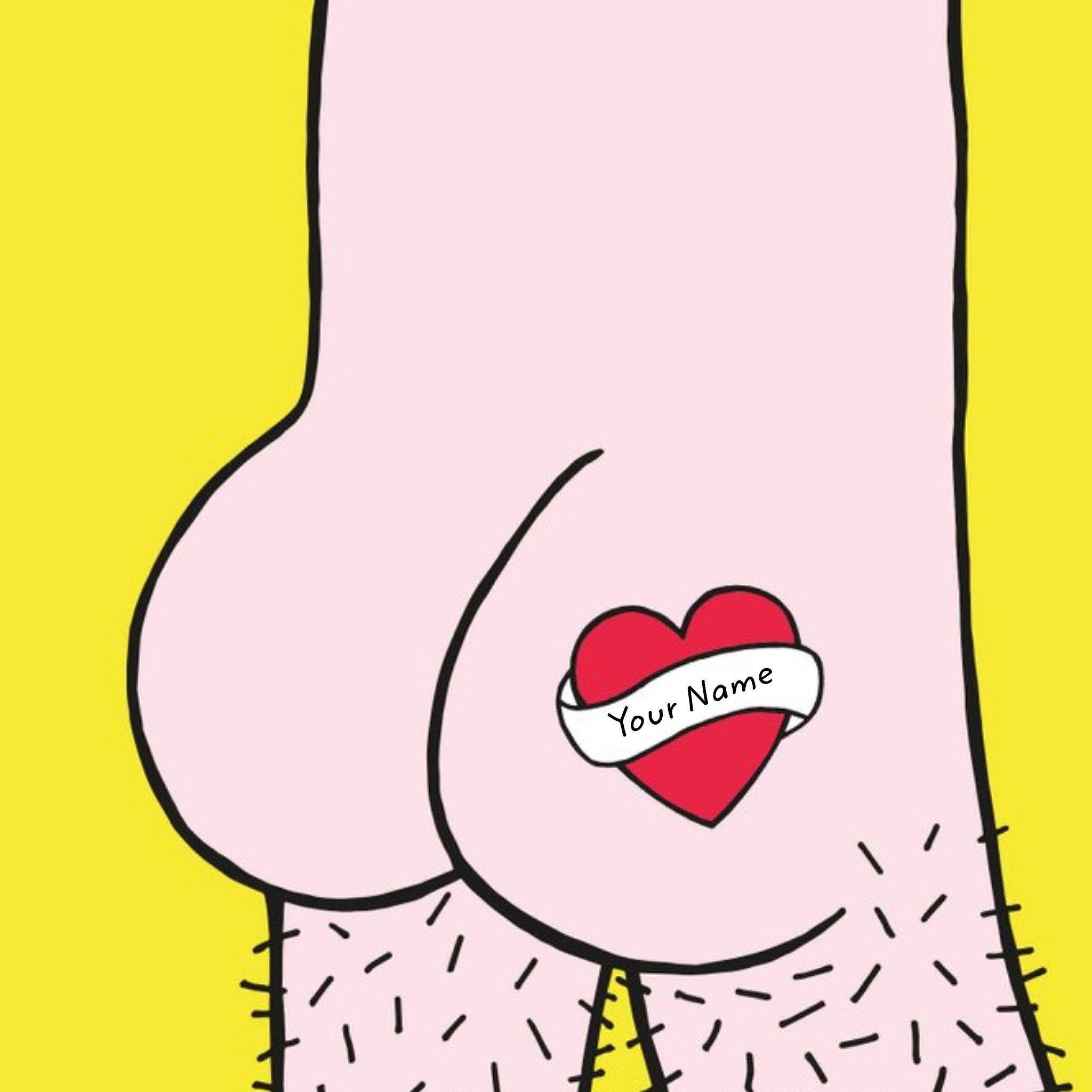 Moonpig Anniversary Card - Valentine's Card - Your Name Tattoo - Bum - Naughty, Large