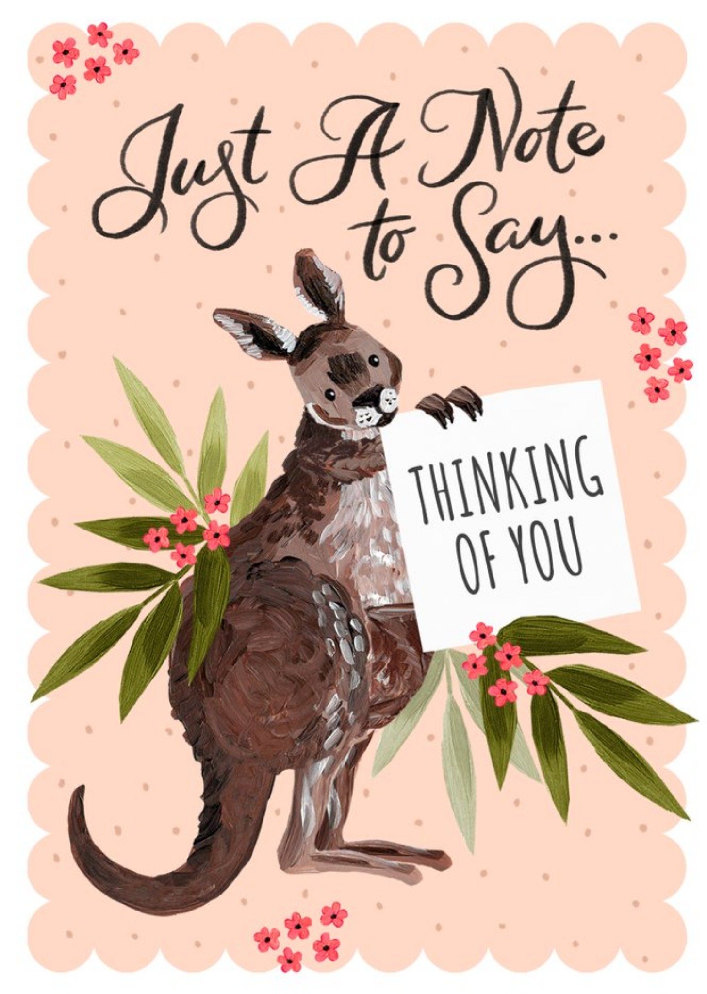 Okey Dokey Design Illustrated Kangaroo Australia Just A Note Female Card Ecard