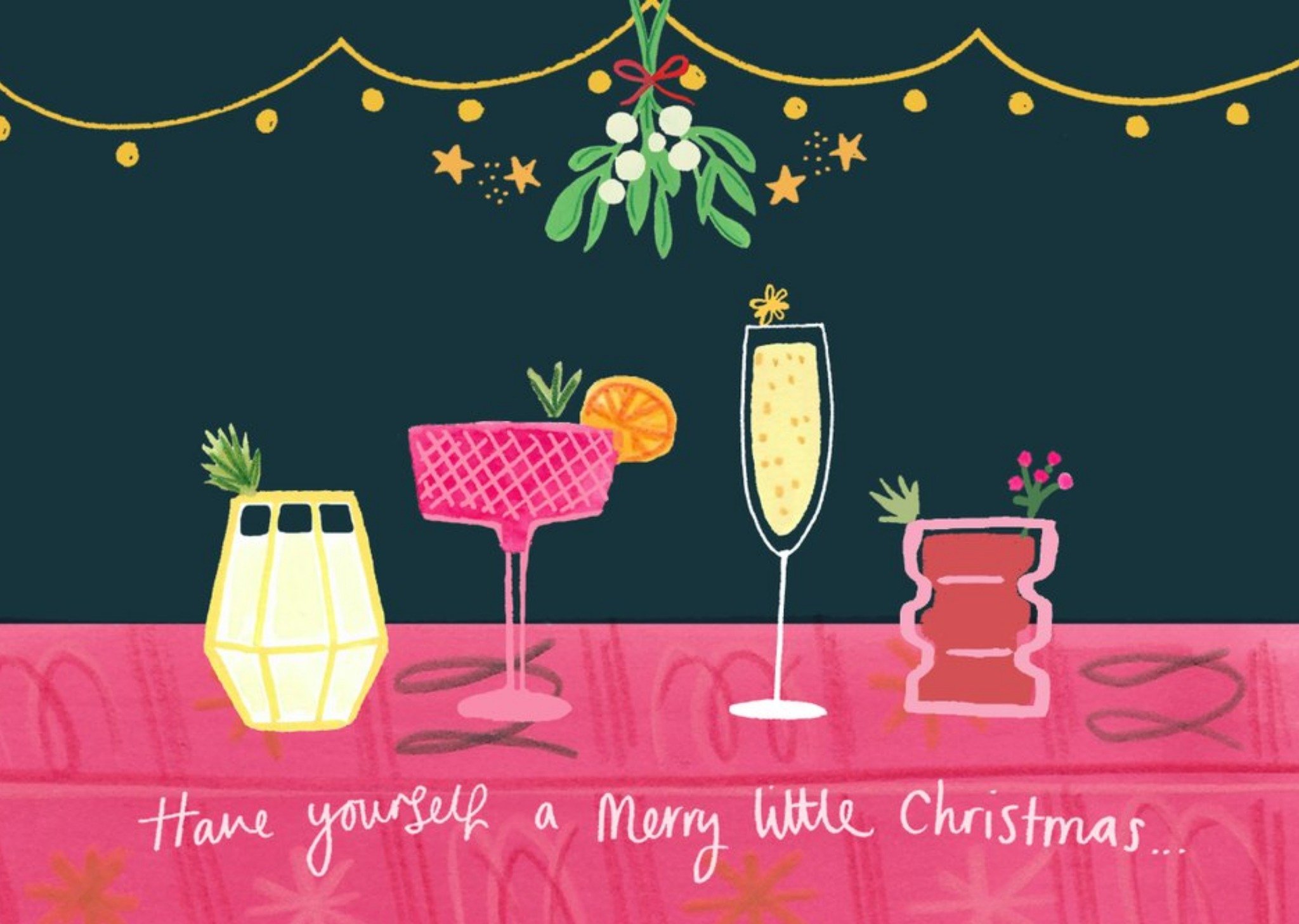 Festive Drinks Illustration Have Yourself A Merry Little Christmas Card Ecard