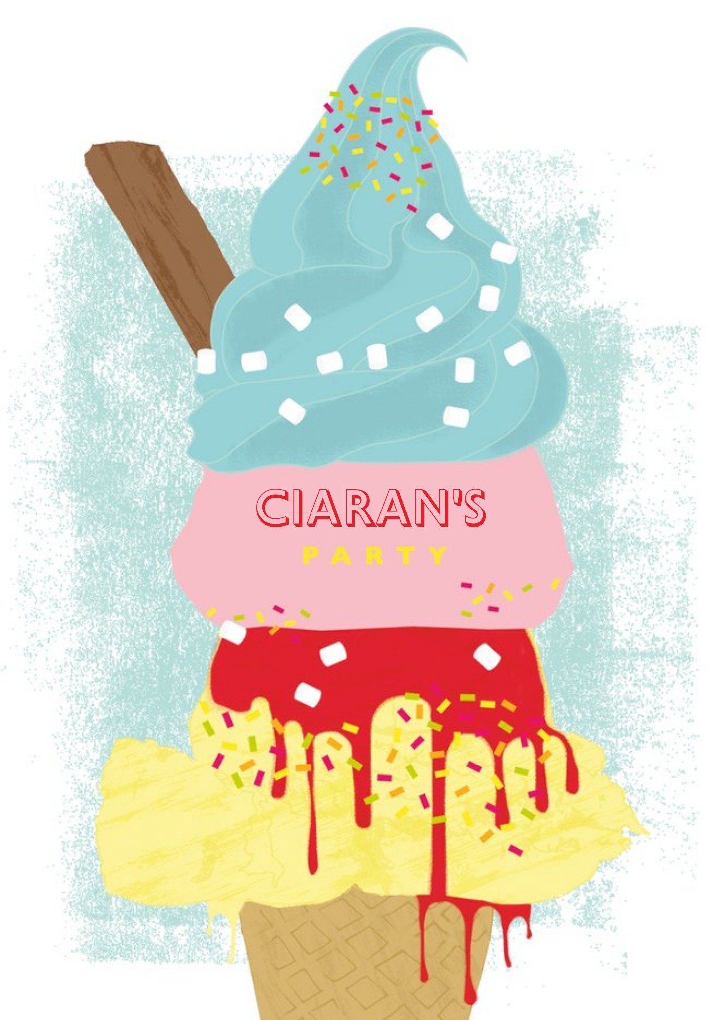 Moonpig Ice Cream Cone Birthday Party Invitation, Standard Card