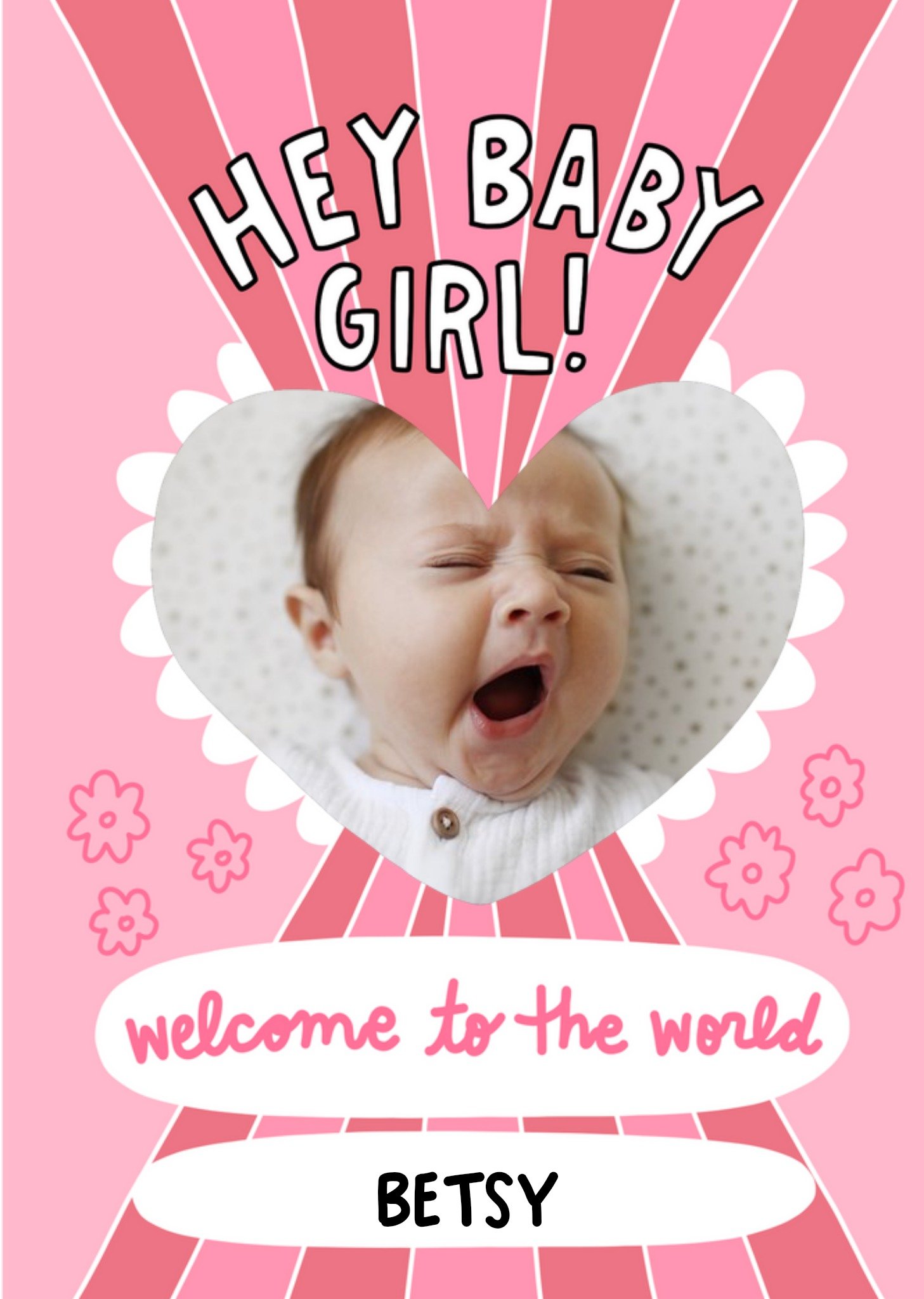 Moonpig Angela Chick Photo Upload Pink New Baby Girl Card, Large