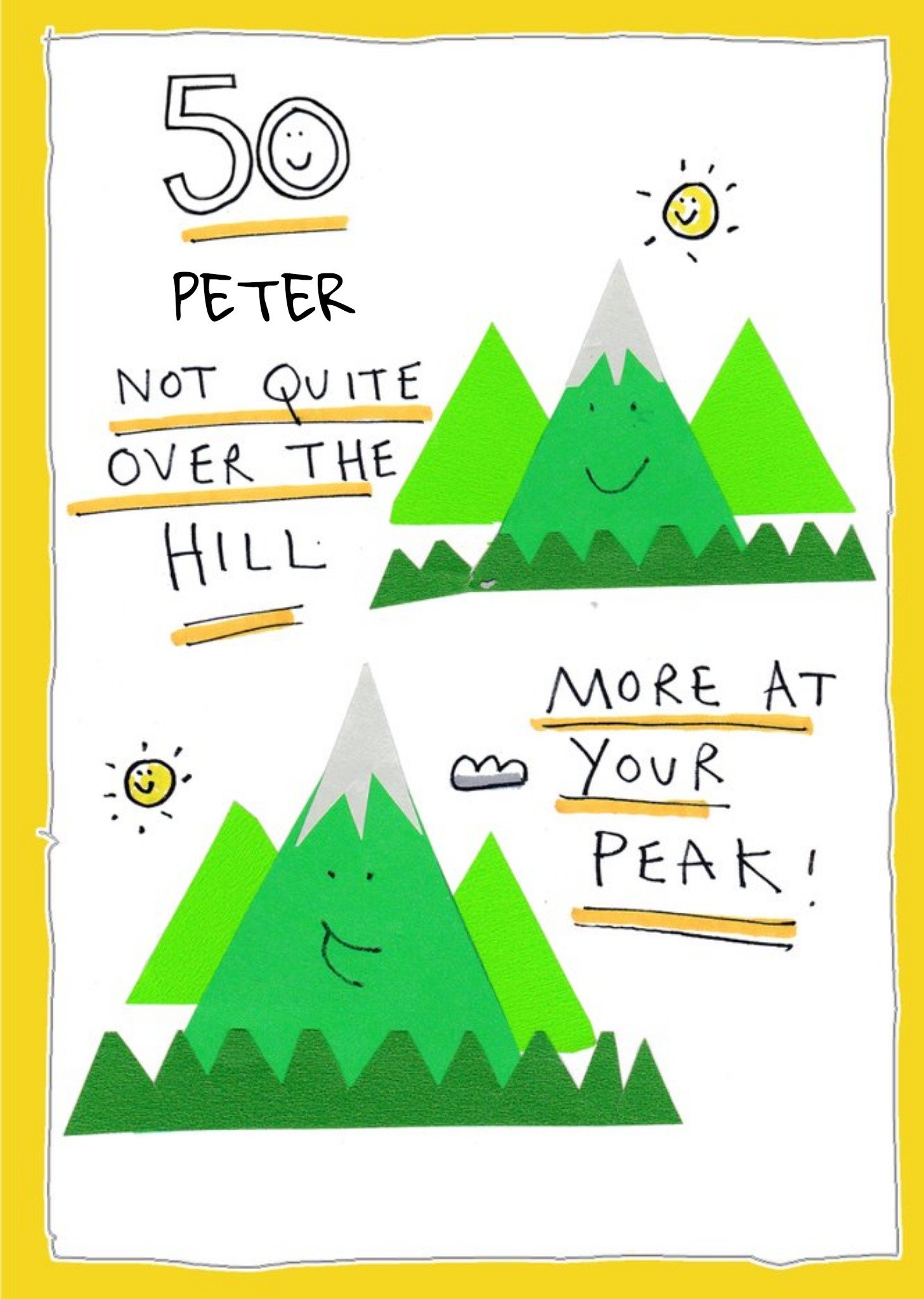 Moonpig Funny Old Age Not Over the Hill More At Your Peak Friend 50th Birthday Card Ecard