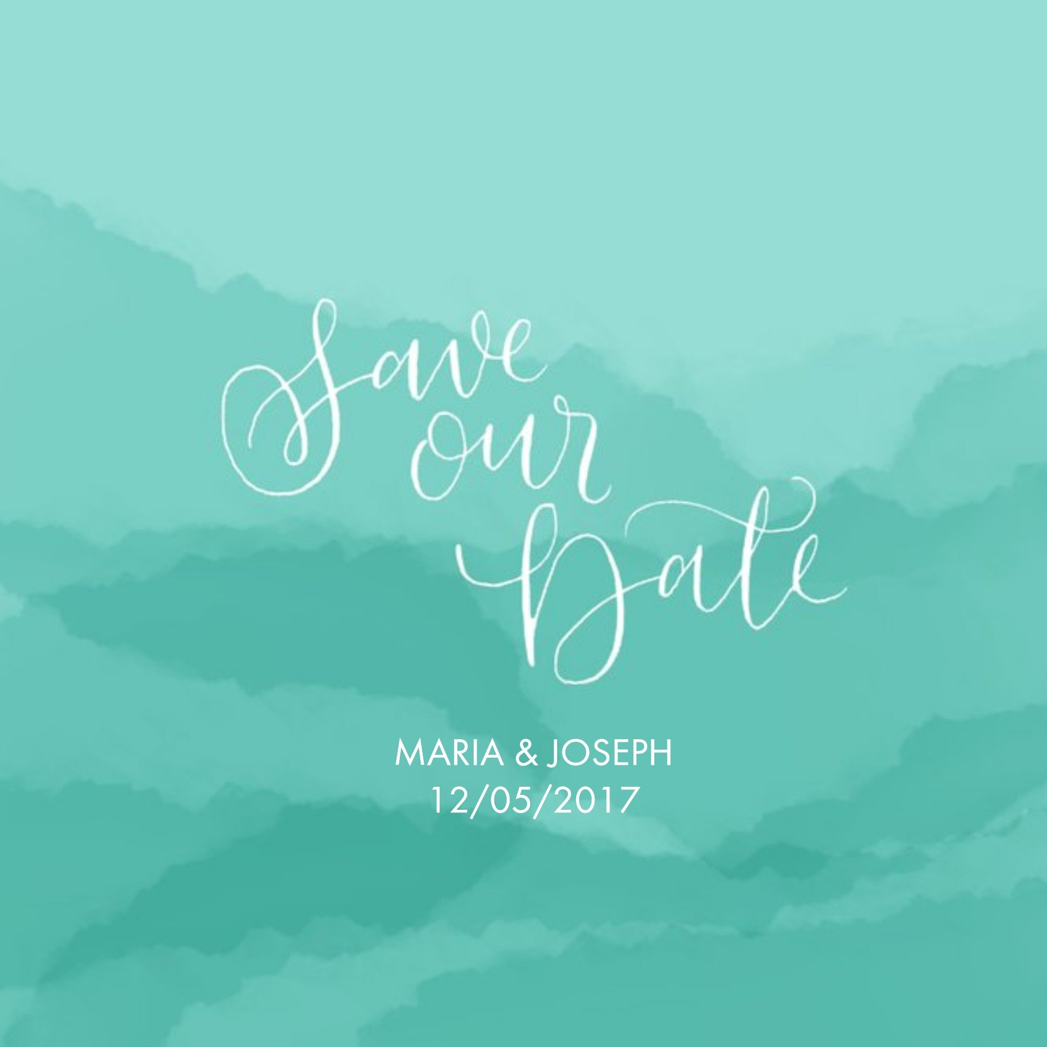 Moonpig Mint Hills Personalised Save The Date Card, Square