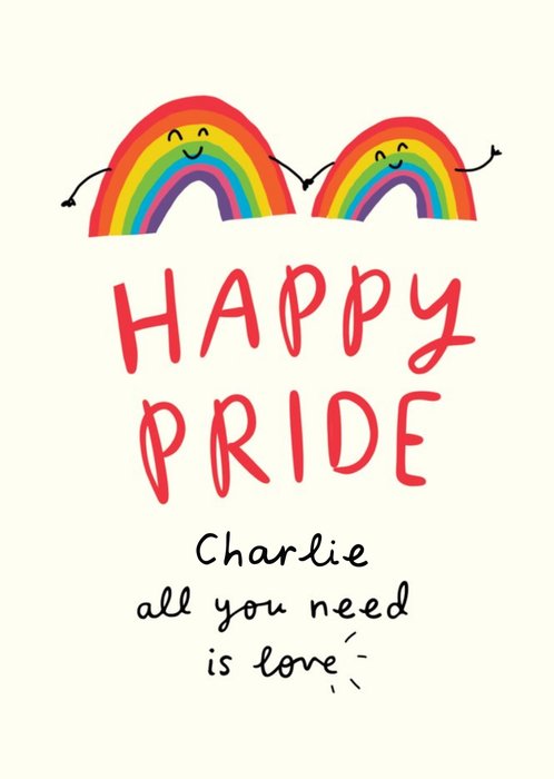 Cute Illustrated Rainbow Happy Pride Card