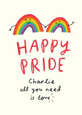 Cute Illustrated Rainbow Happy Pride Card