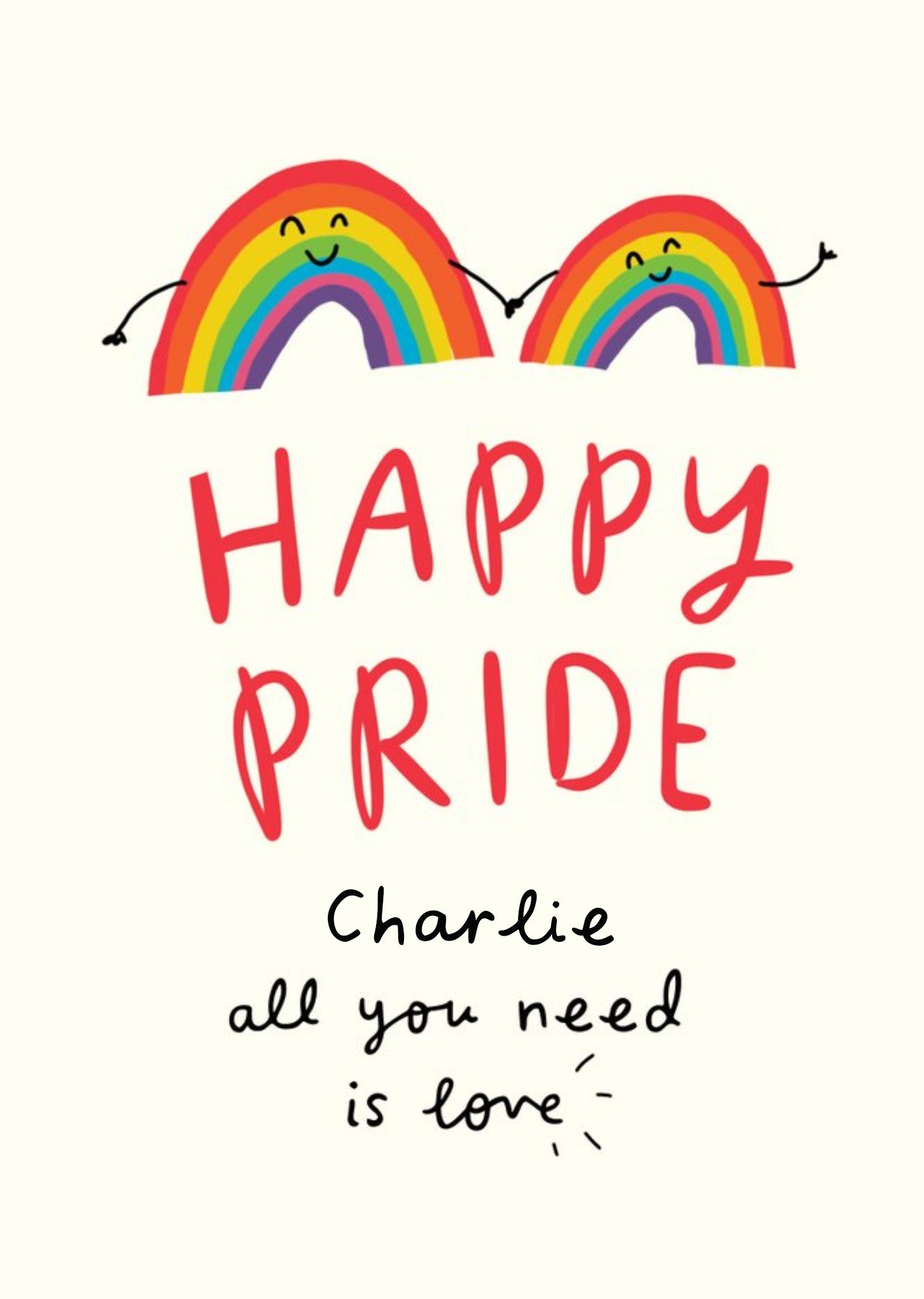 Moonpig Cute Illustrated Rainbow Happy Pride Card Ecard