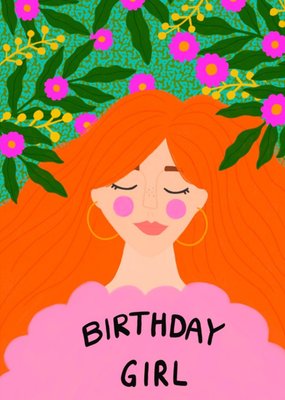 Illustrated Woman Birthday Girl Illustrated Card