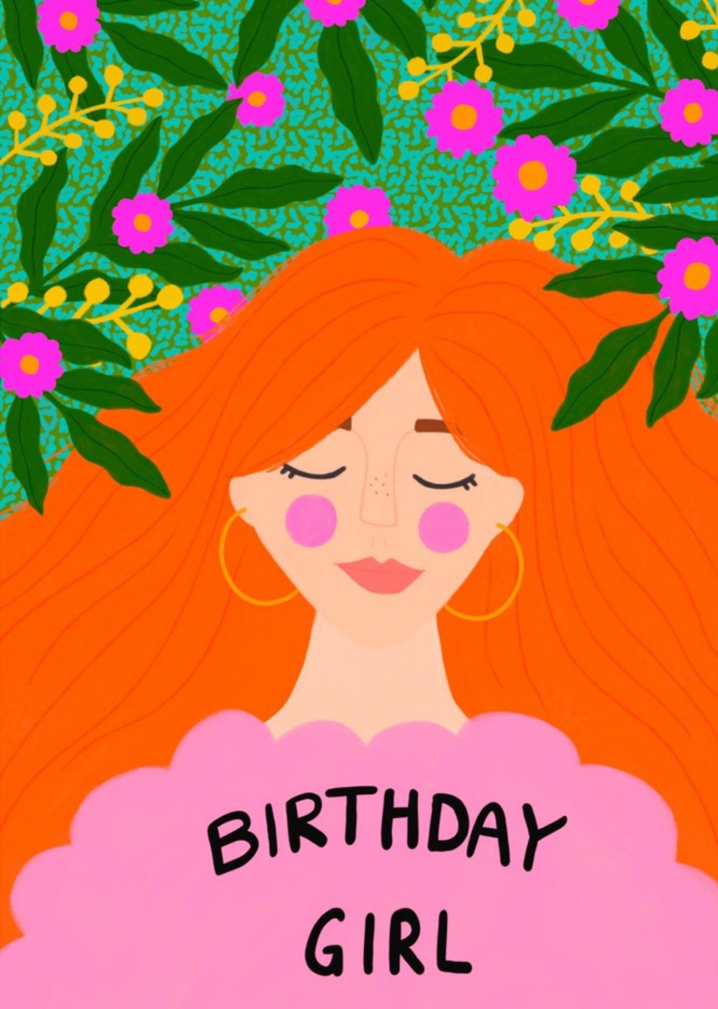 Illustrated Woman Birthday Girl Illustrated Card Ecard