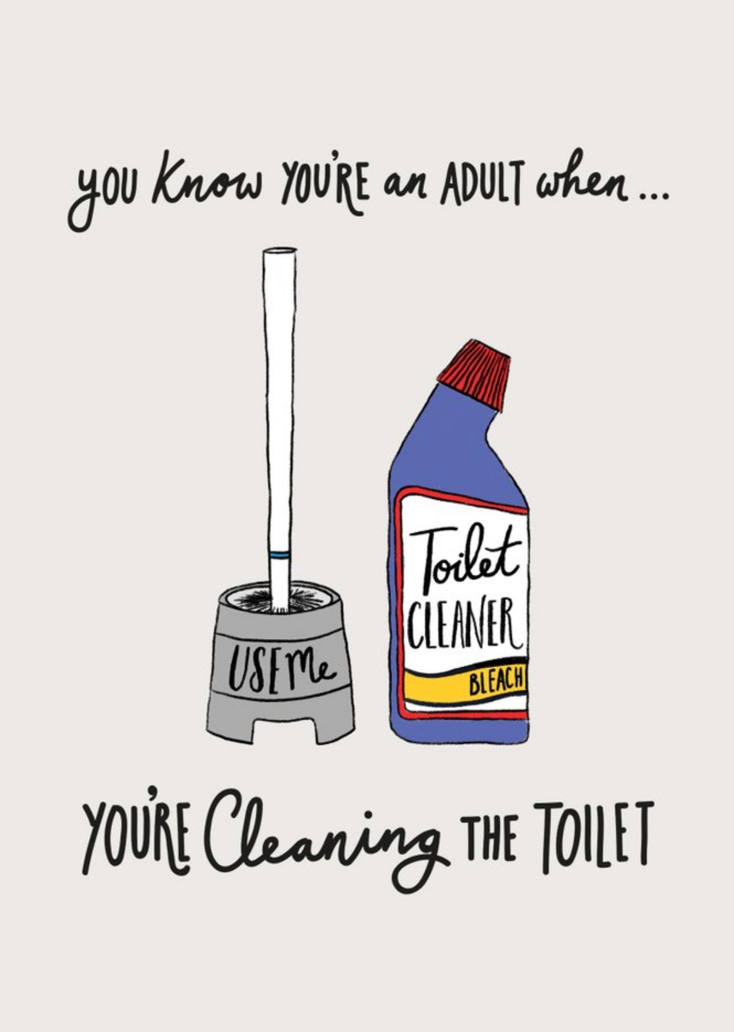 You Know Youre An Adult When Youre Cleaning The Toilet Adulting Card Ecard