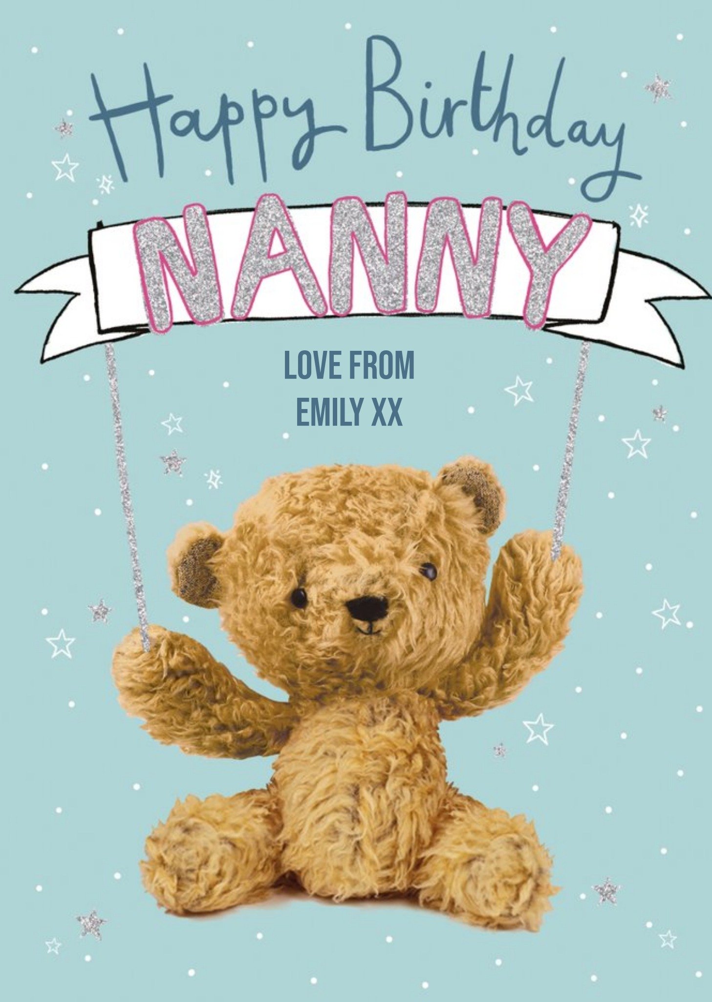 Moonpig Clintons Nanny Cute Teddy Bear Birthday Card, Large