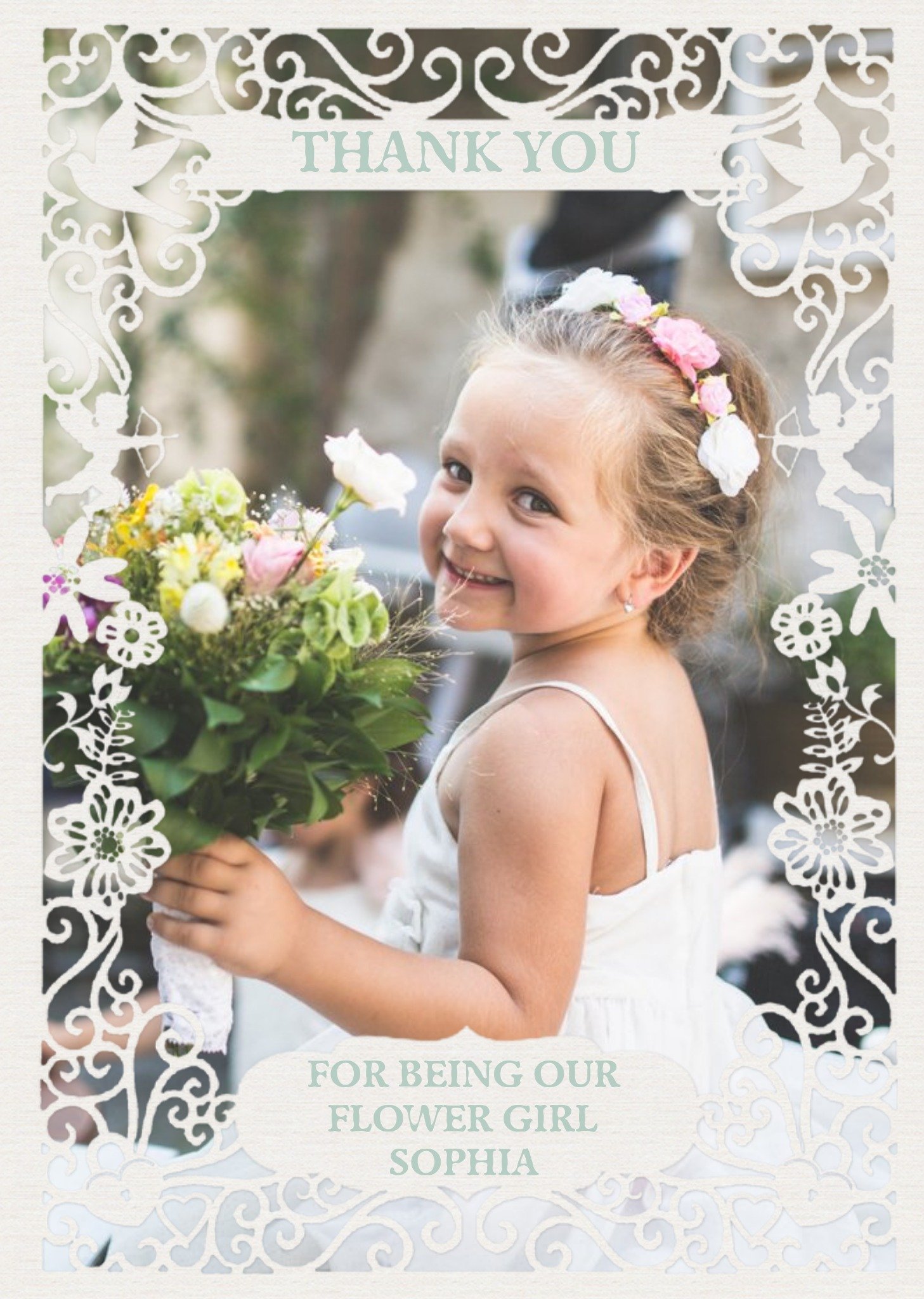 Paper Frames Thank You Being Our Flower Girl Photo Upload Wedding Thank You Card Ecard