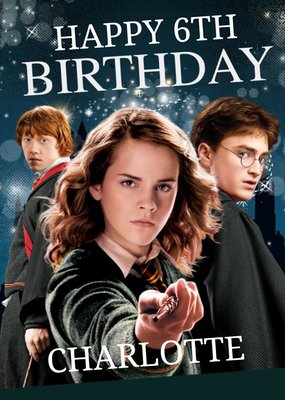 Harry Potter Ron Weasley Hermione Granger card - Magical 6th birthday card