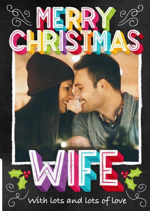Merry Christmas Wife Photo Upload Card