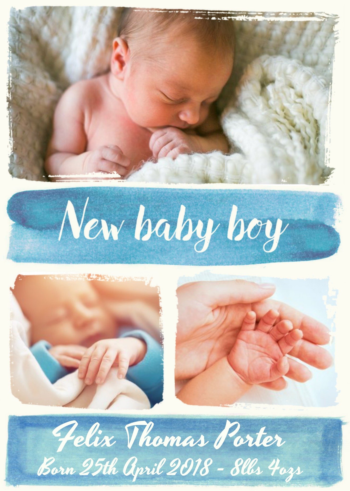 Moonpig Paint A Picture New Baby Boy Photo Upload Postcard