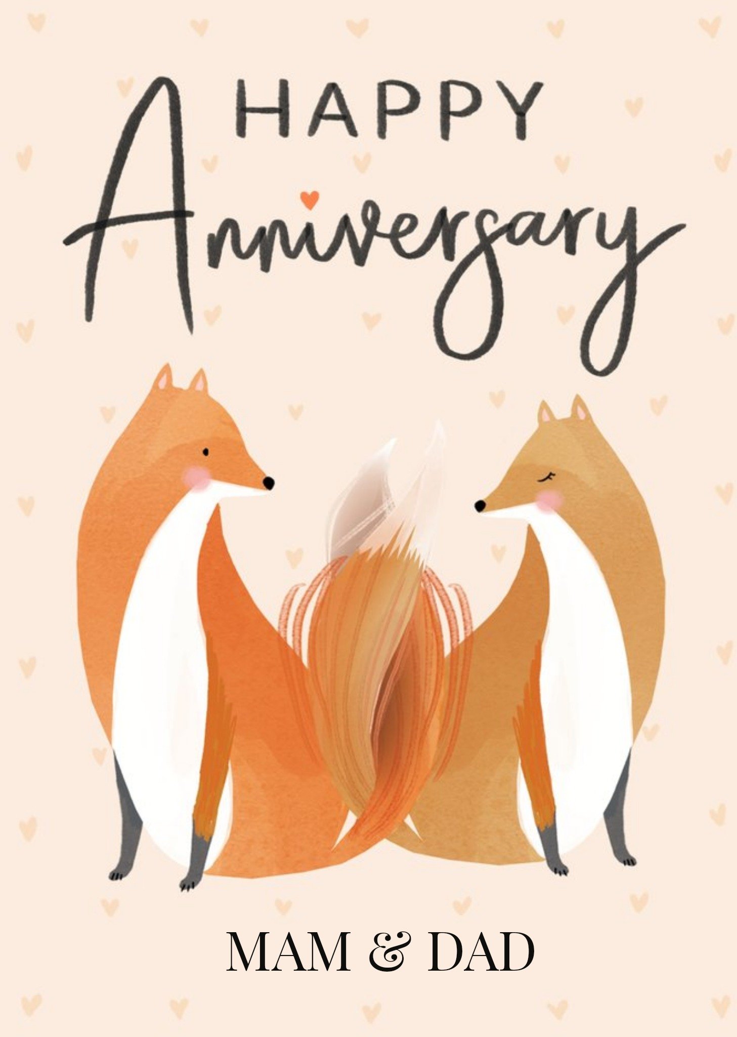 Okey Dokey Design Cute Illustrated Foxes Happy Anniversary Card Ecard