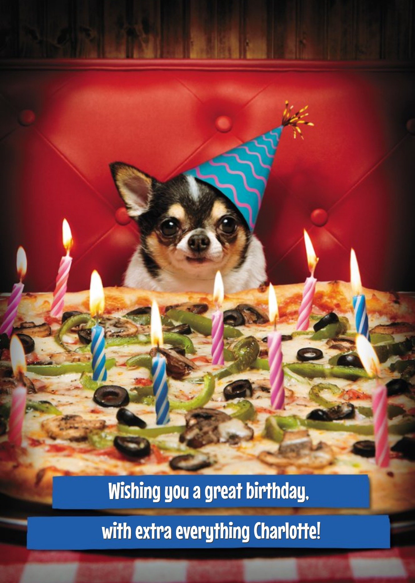 Birthday Card - Pizza - Dog