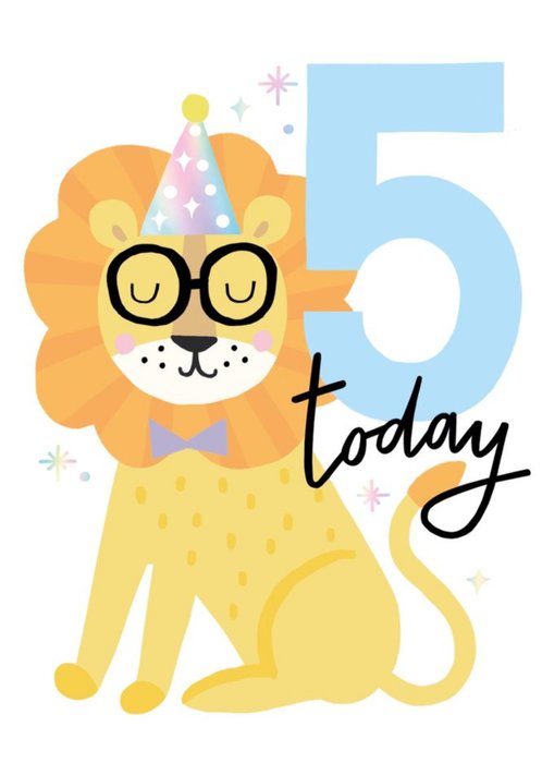 Five Today Tiger In Party Hat Card