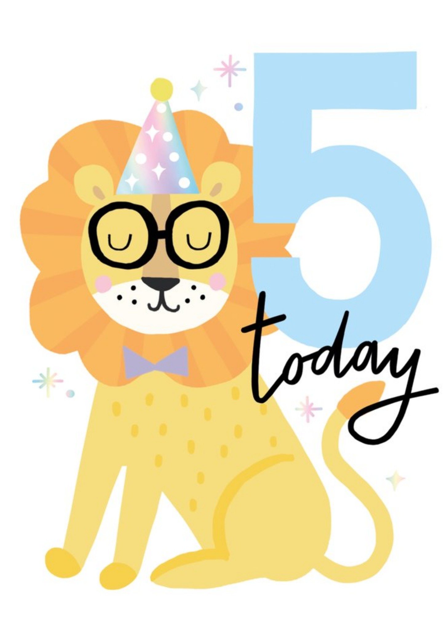 Sadler Jones Five Today Tiger In Party Hat Card Ecard