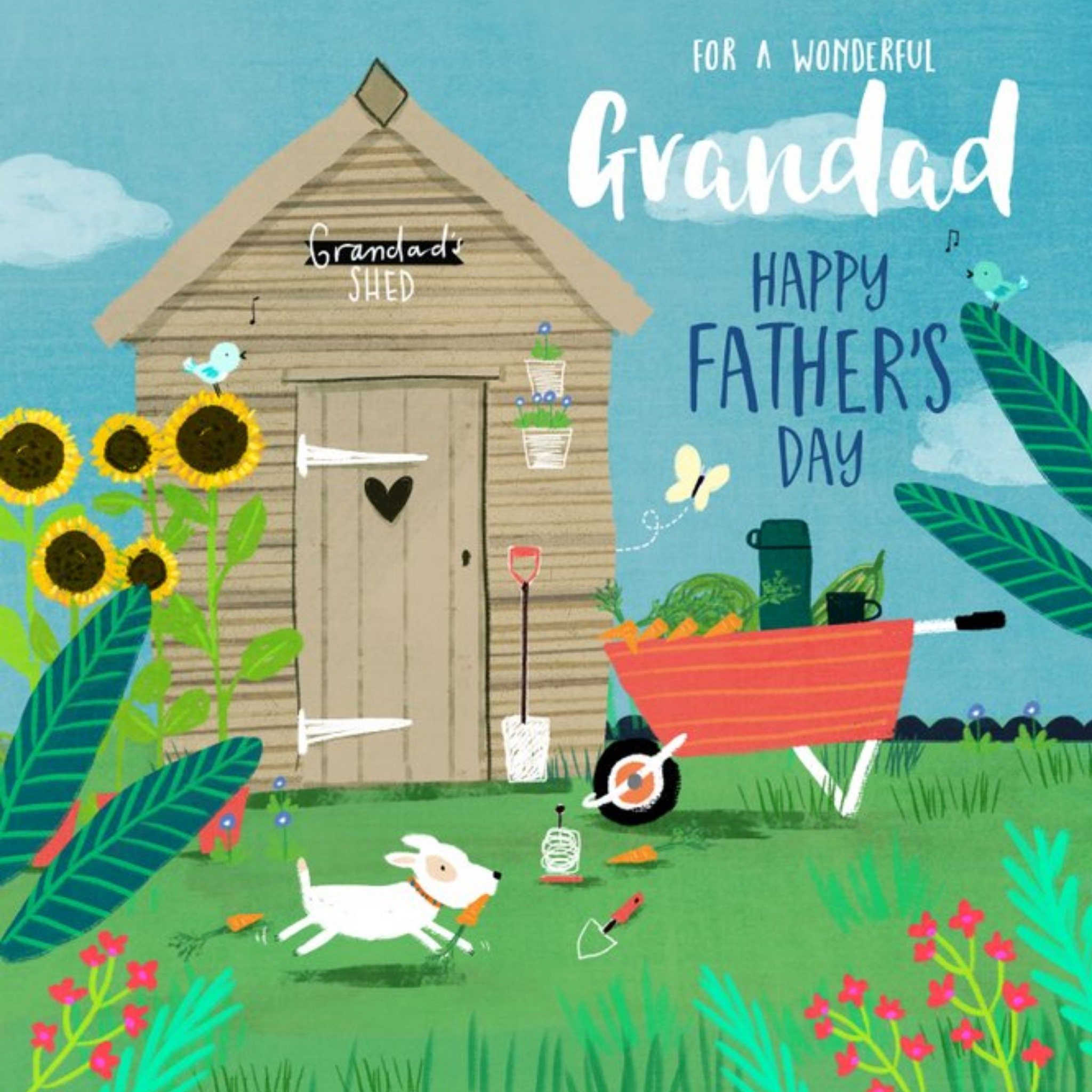 Moonpig Illustrated Garden For A Wonderful Grandad Father's Day Card, Large