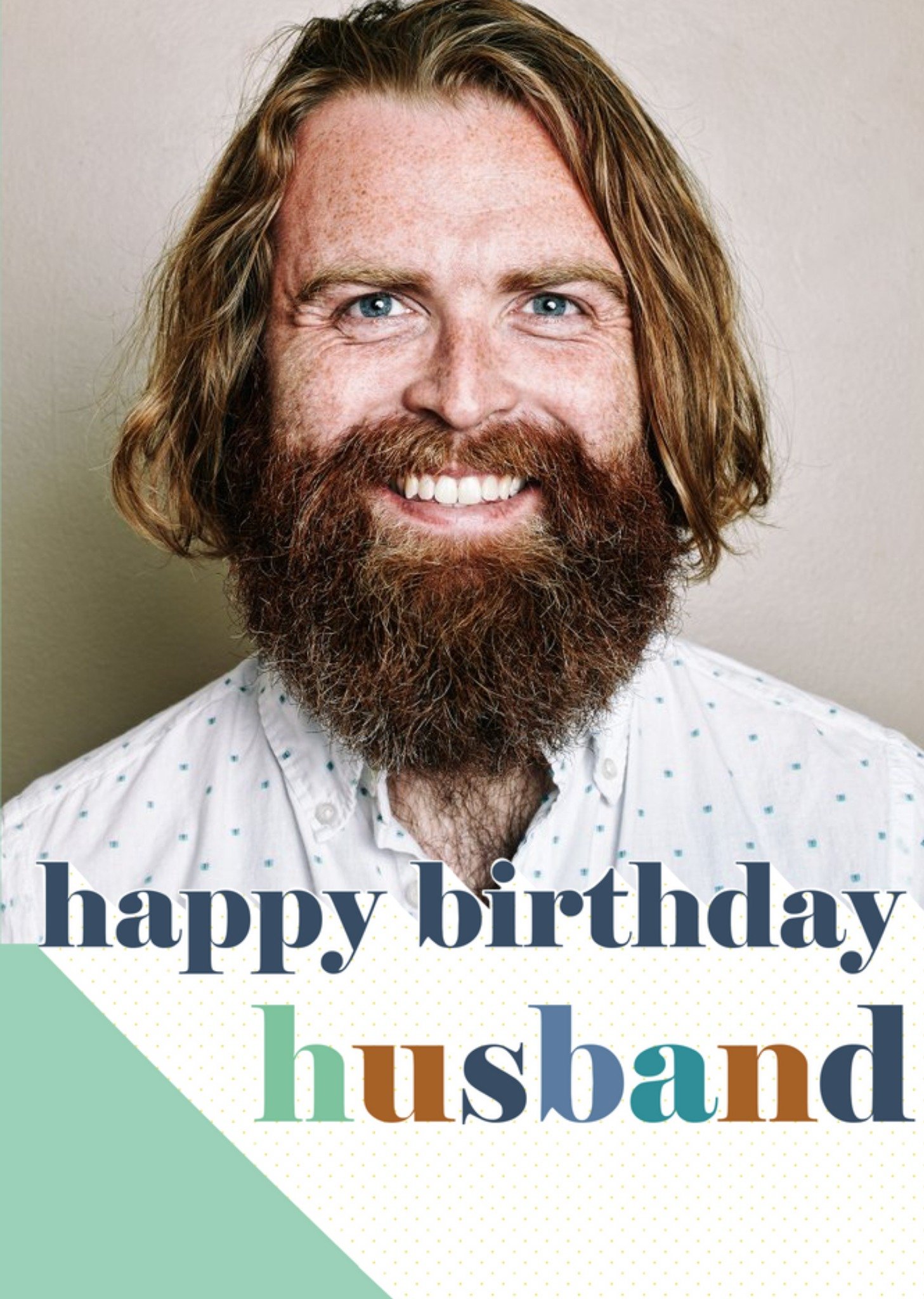 Moonpig Photo Upload Typographic Husband Birthday Card, Large