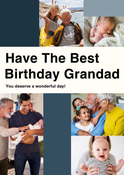 Bold Grandad You Deserve A Wonderful Day Block Multi Colour Photo Upload Birthday Card