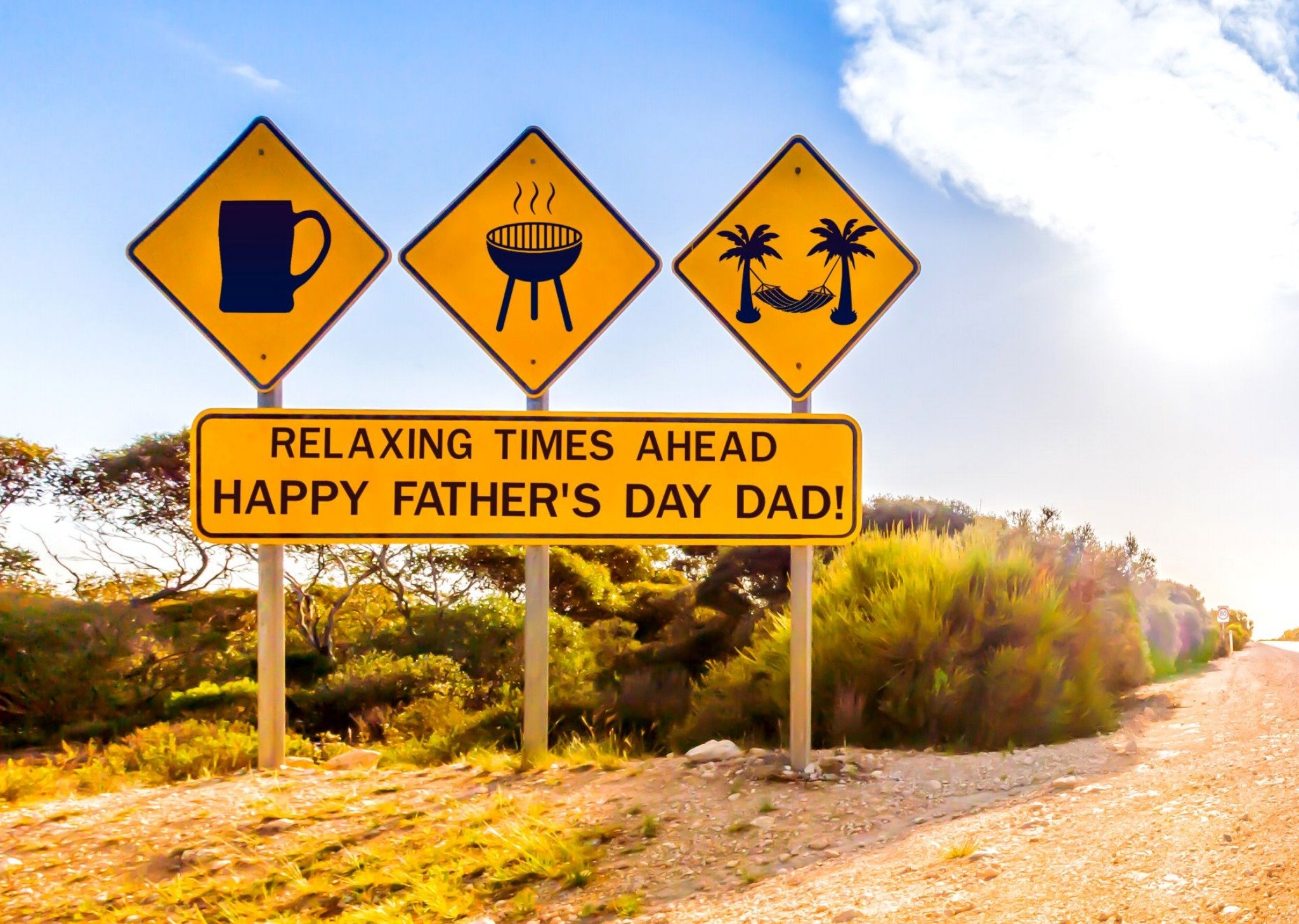 Road Signage Beer Bbq Relax Father's Day Card