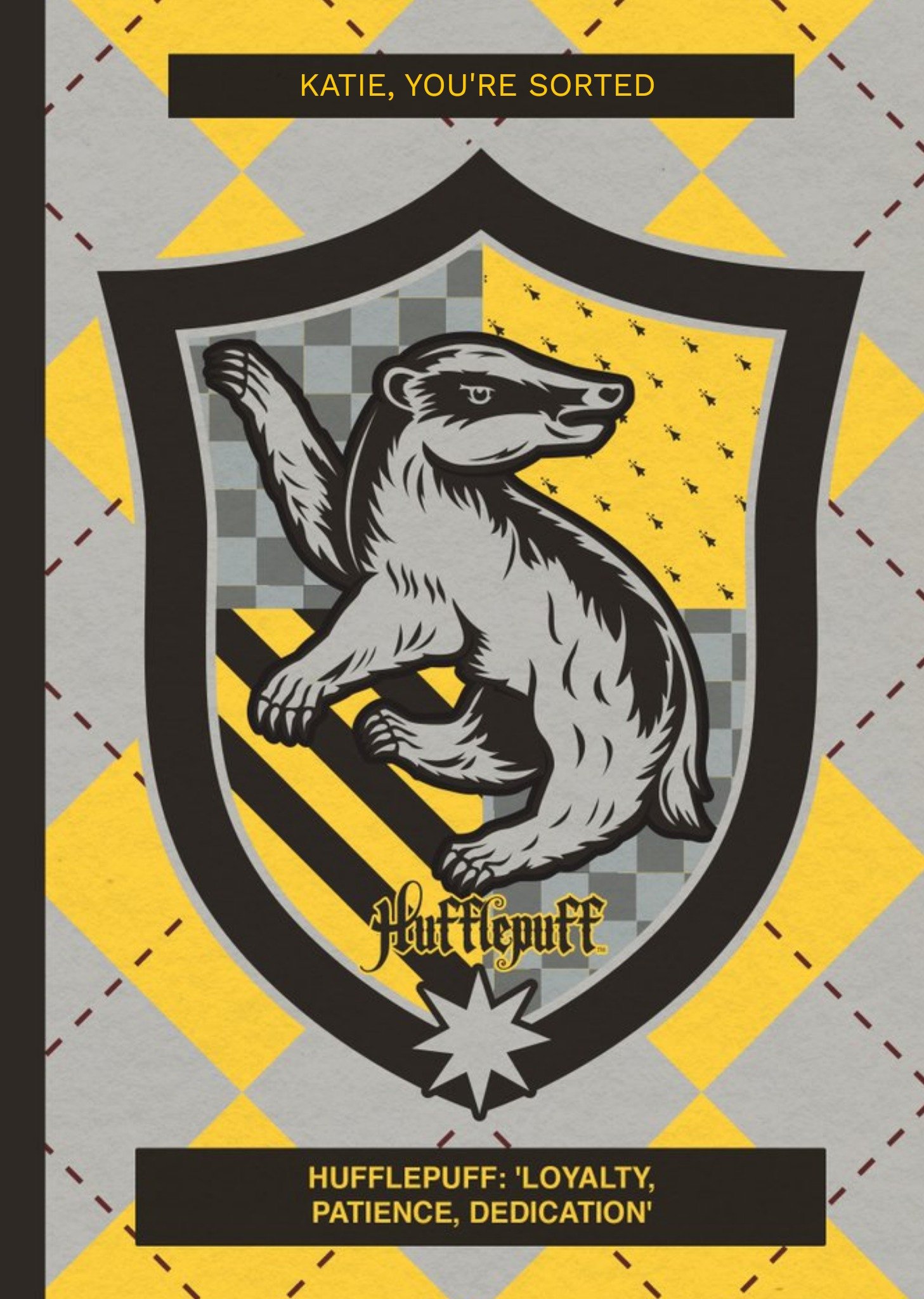 Harry Potter Sorting Hat Card - Hufflepuff, Large