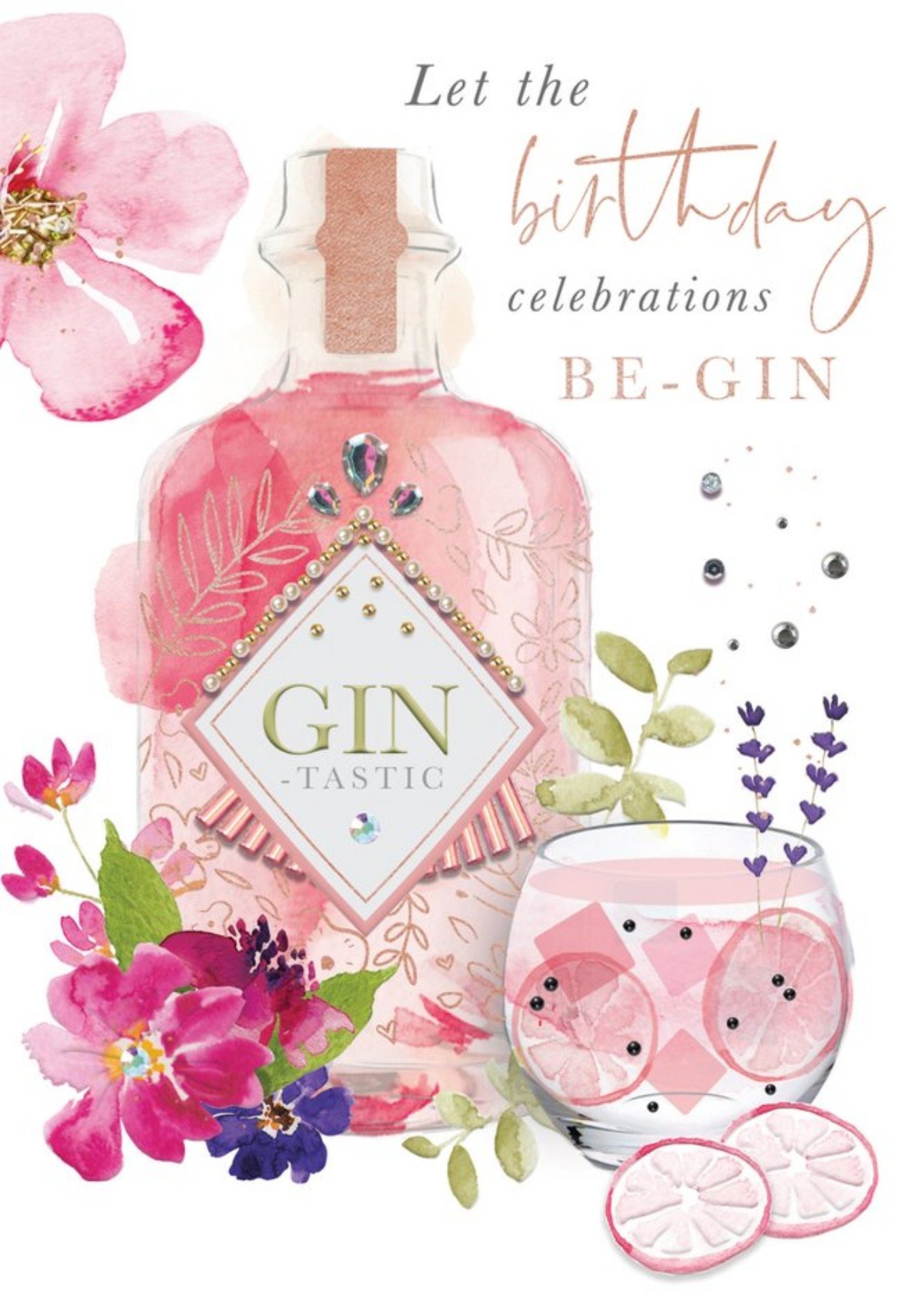 Moonpig Let The Birthday Celebrations Be Gin Card Ecard